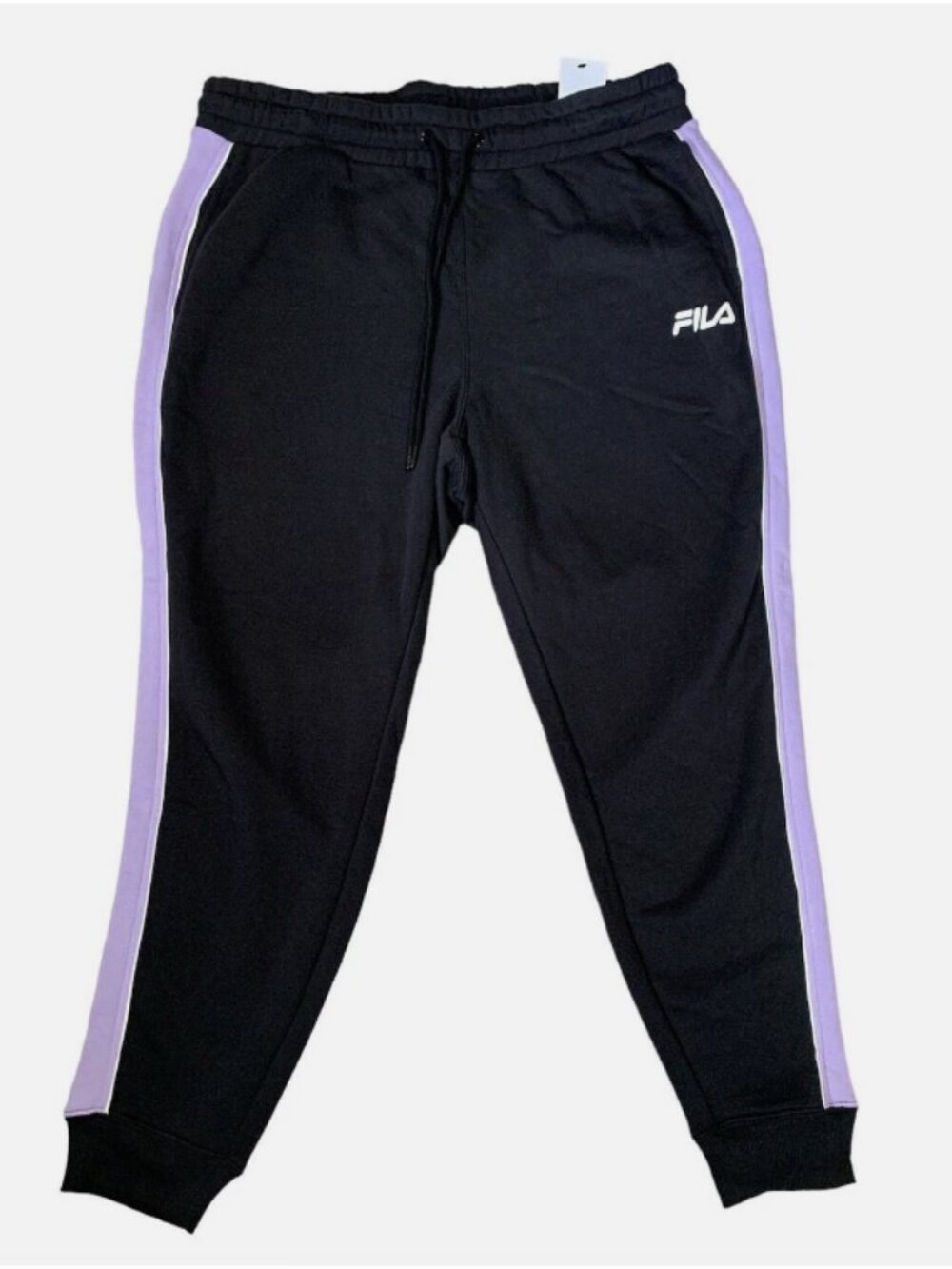 Fila Women's Mid-Rise Colorblock Fleece Jogger Sweat Pants Black/Purple 1X